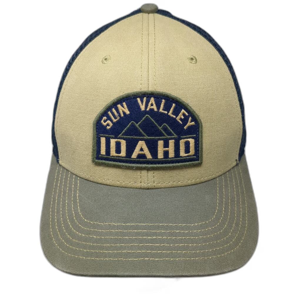 Legacy Sun Valley Idaho Mountain Patch Trucker Hat Beige Blue Gray One Size